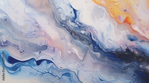 Marble ink abstract painting with a soft curves. AI generated