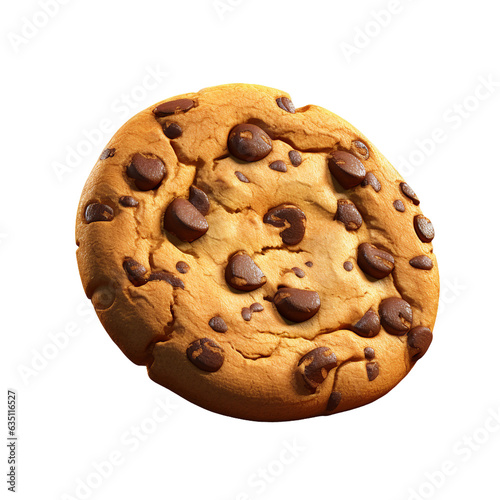 Chocolate chip cookies. isolated object, transparent background