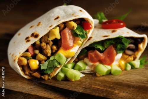tortilla shells stuffed with meat sauce and beans