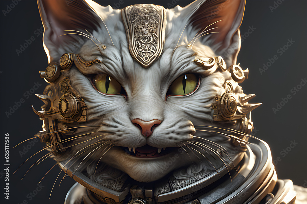 Naklejka premium The cat is smiling. Generative AI