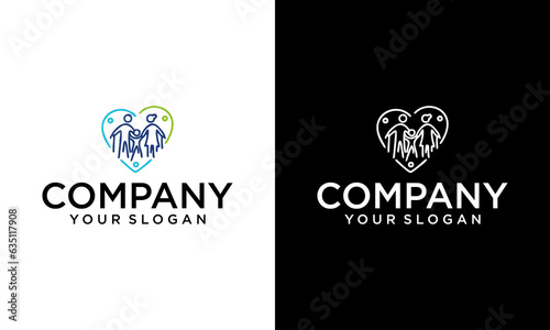 Hearth family care logo vector image. family care logo design template with hearth care vector icon illustration