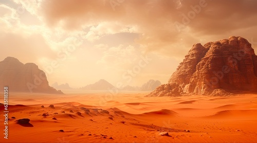 Explore the Red Planet on Earth: Wadi Rum Desert, Jordan, the Ultimate Shooting Location for Fiction Movies. Generative AI