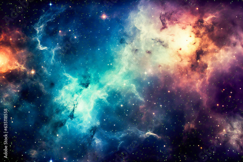 Colorful nebula cloud galaxy. Universe and astronomy background illustration.