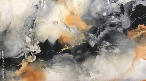 Marble ink abstract painting with a sense of movement and energy. AI generated © PandaStockArt