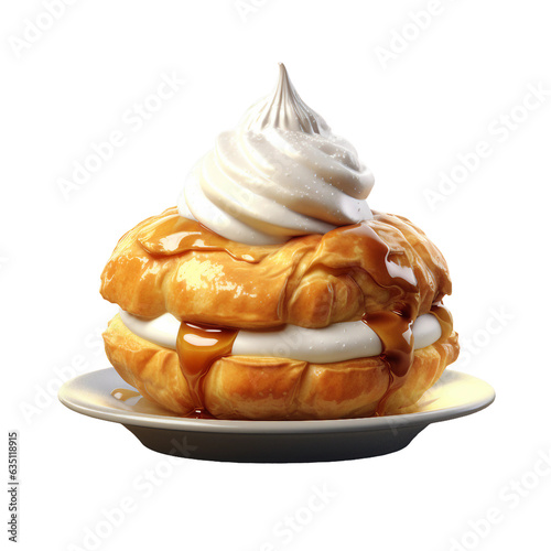 Cream puff. isolated object, transparent background