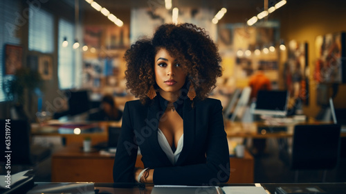 black woman at work in the office in a formal suit portrait