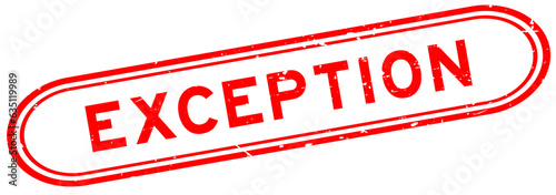 Grunge red exception word rubber seal stamp on white background