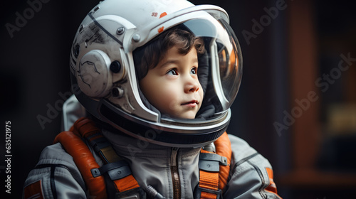 Portrait of a child in an astronaut costume