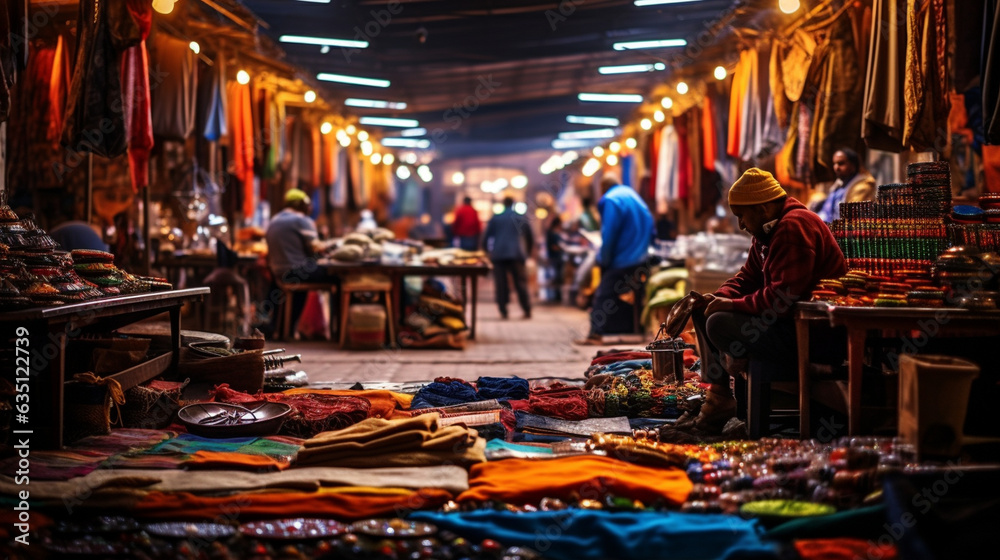 People weaving through the vibrant stalls of Marrakech's Jemaa el-Fnaa market, the colorful textiles and spices captivating their senses 