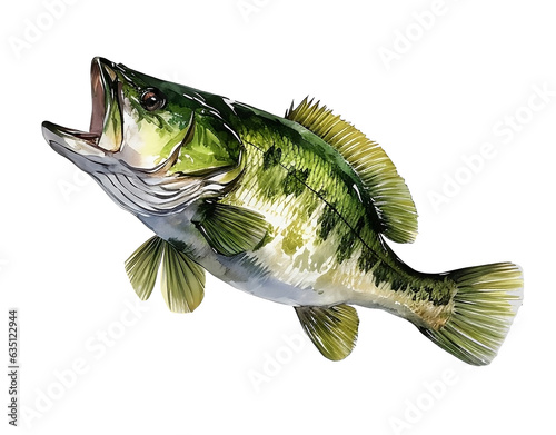 Large mouth green bass illustration for fishing logo