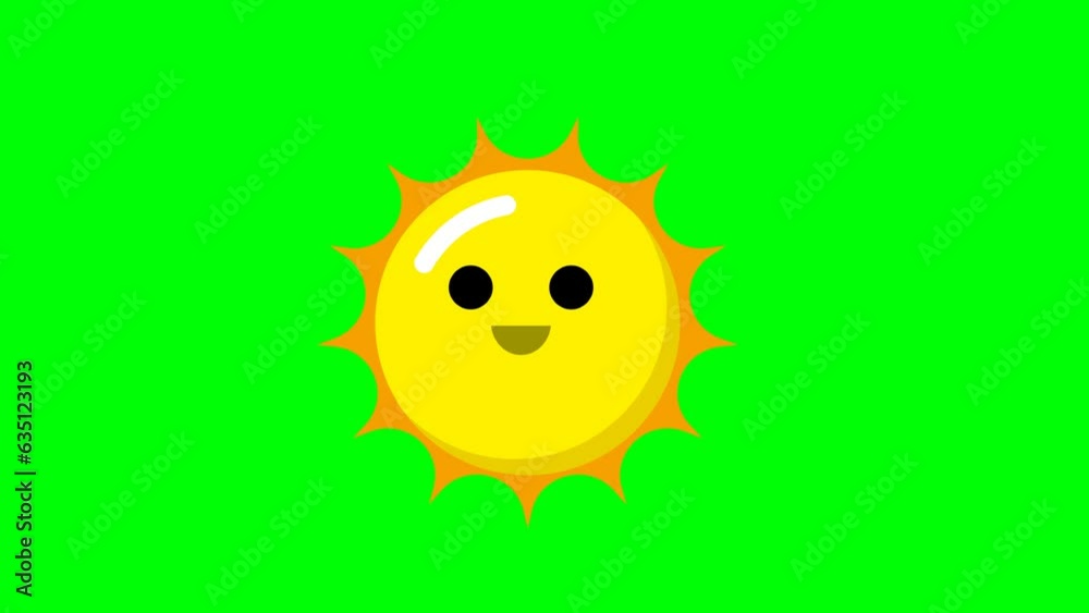 simple animation of cute sun icon with green screen. simple animation of cute sun icon with green screen.