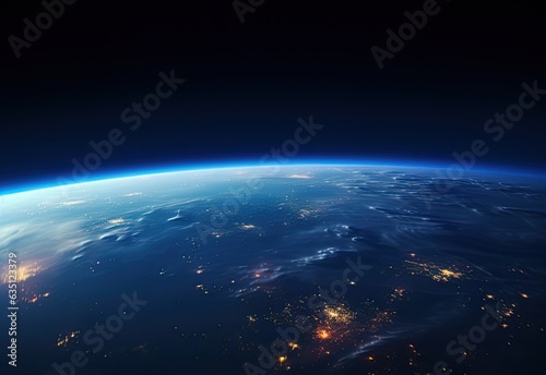 Planet earth globe view from space showing realistic earth surface and world map as in outer space point of view . Elements of this image furnished. Created with Generative AI technology.