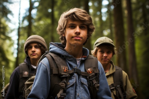 Boy Scouts Student Team Three people are on a camping trip.