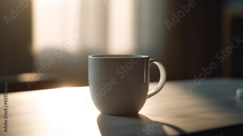White coffee mug on the working desk