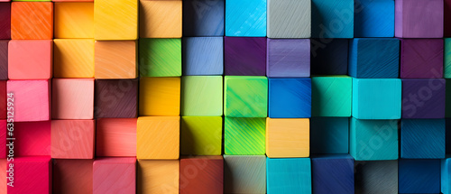Stacked Multicolored Wooden Blocks Spectrum