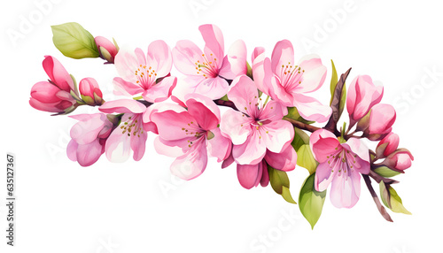 Apple Blossoms Watercolor Floral Elements on White, Ideal for Greeting Cards, Invitations, Textiles, and Printing © MAJGraphics