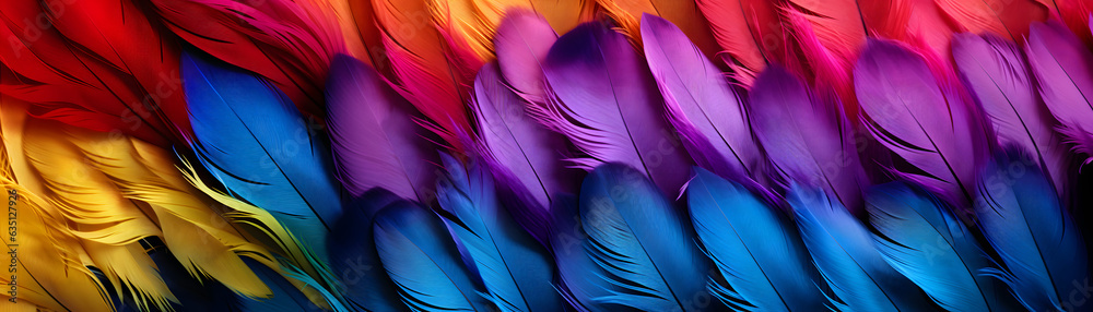 Fototapeta premium Macro Studio Shot of Colored Bird Feathers texture