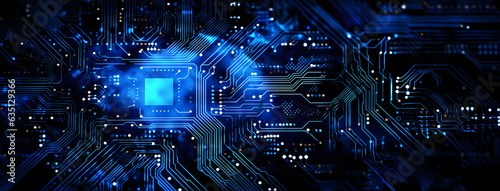 Technology blue computer circuit board, Motherboard Connecting Data in the Cyber World