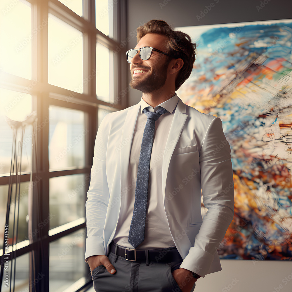 Fototapeta premium businessman in the office, generative AI