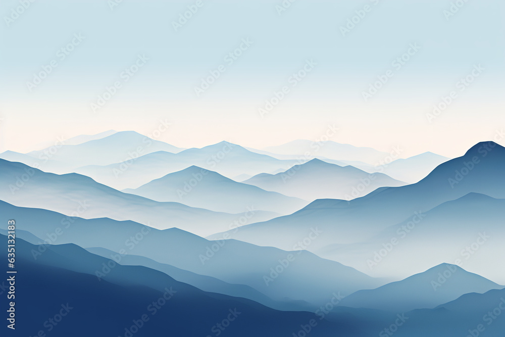 Fototapeta premium minimalist image of silhouetted mountains, cold tones