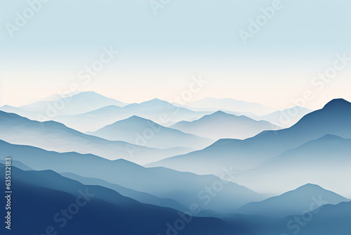 minimalist image of silhouetted mountains, cold tones