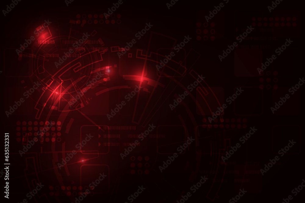 Vector futuristic abstract technology red background.