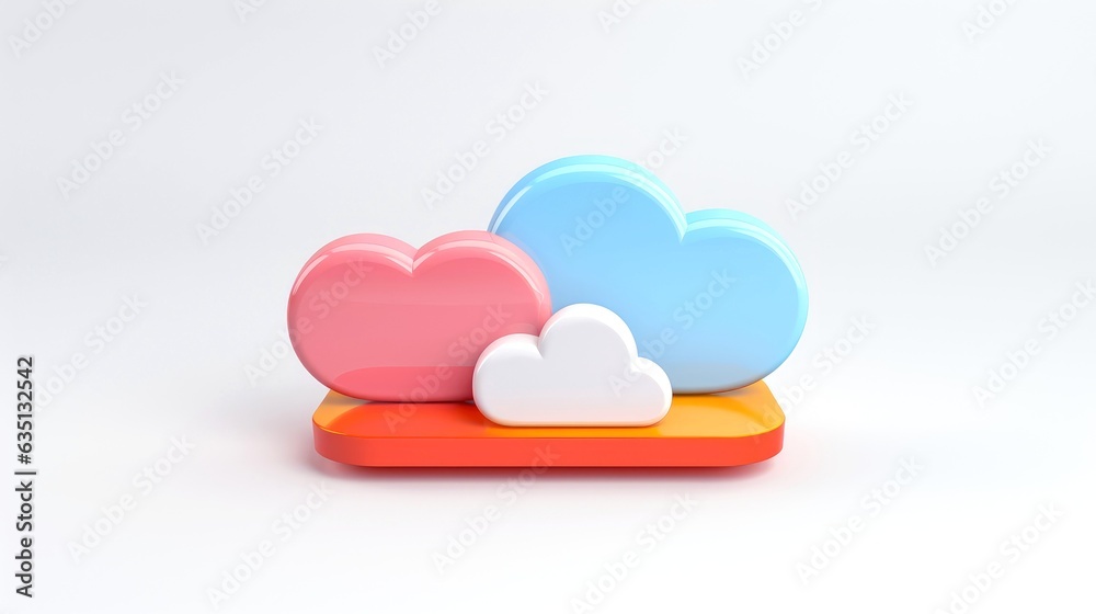 3D cloud icon minimal style, cloud computing online service, digital technology security concept 3D cloud icon minimal style, cloud computing online service, digital technology security concept