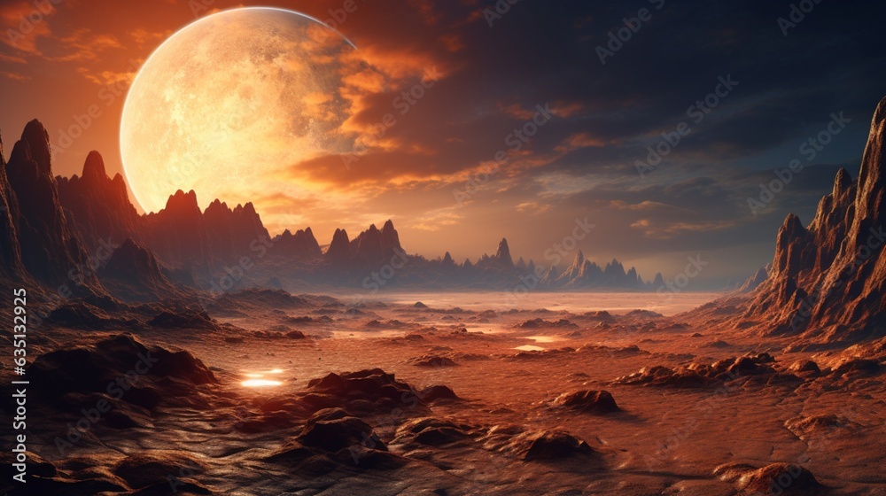 sandy desert planet landscape.Generative AI