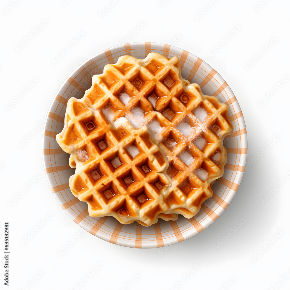 Top-View Delicious Waffles: Sweet Breakfast Treat Top-View Delicious Waffles: Sweet Breakfast Treat
