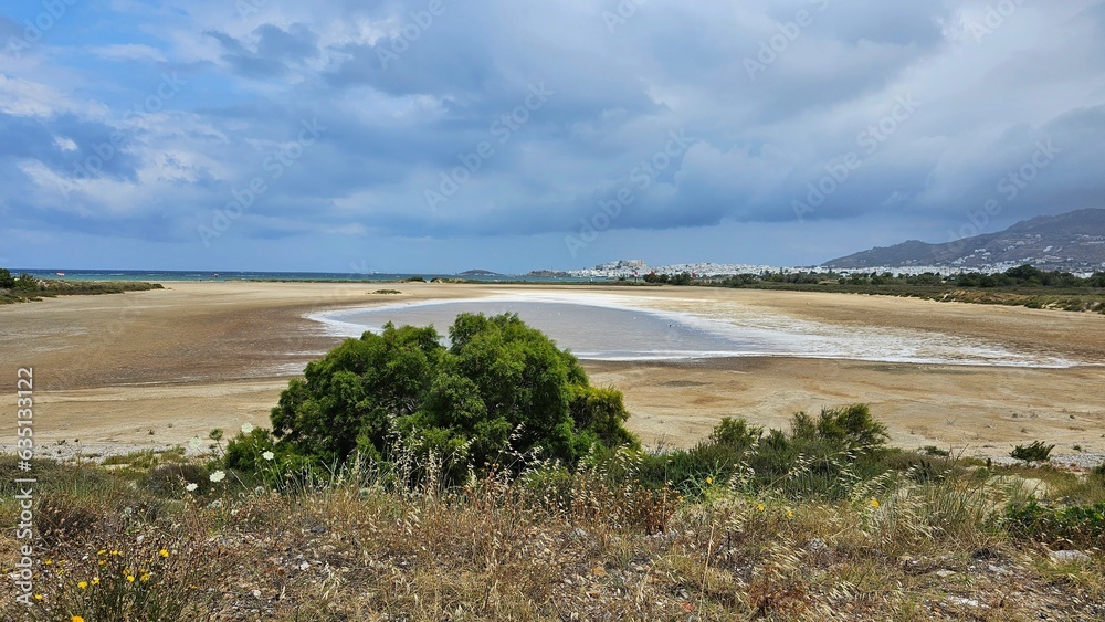 Small salt lake in Naxos island in Greece Small salt lake in Naxos island in Greece