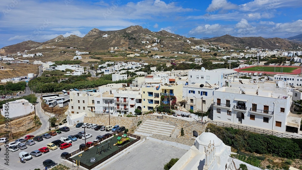 view of Naxos town from the castle in Greece