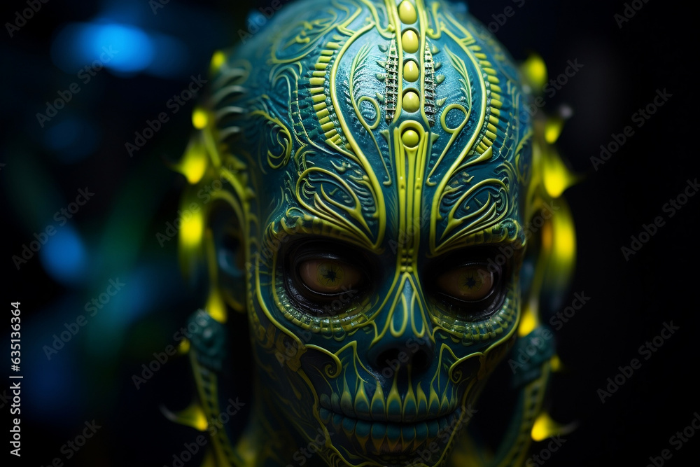 Ethereal Glow: Mesmerizing Alien Sugar Skull