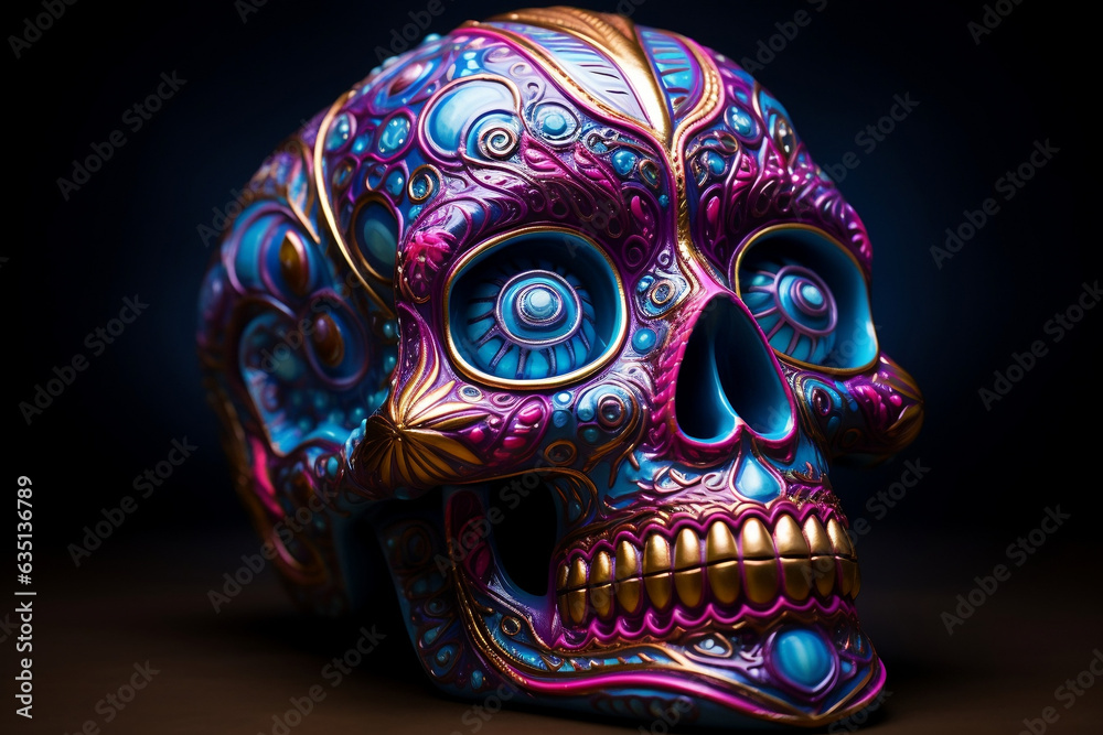 Alien Sugar Skull Illuminated by Glowing Colors Alien Sugar Skull Illuminated by Glowing Colors