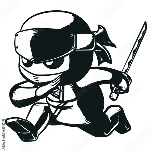 Silhouette Ninja Fighter Holding Katana Sword