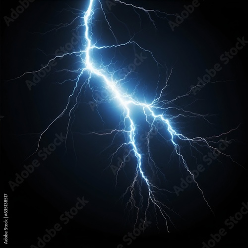 Isolated Lightning Charge on Black Background. Generative ai