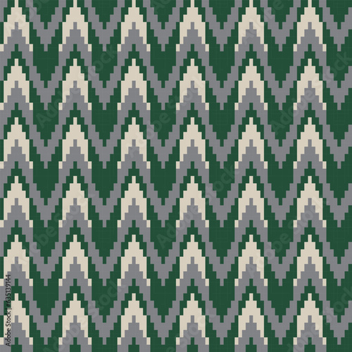 Green Chevron Fair Isle Seamless Pattern Design