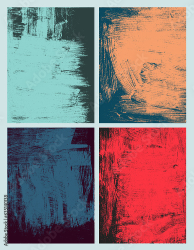 Letterpress realistic ink textures. Set of brush strokes. Oil Rough, eroded lino print textures taken from high resolution scans. Canvas compound path and paths optimised. Vector posters illustrator.