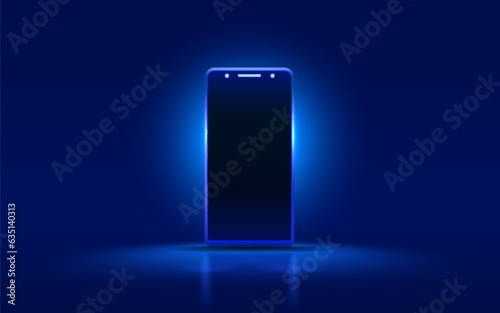 Smartphone mobile screen, technology mobile display light. Vector