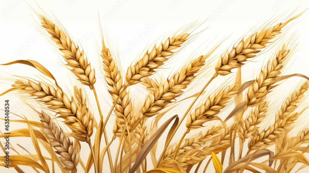 fresh golden wheat stalks isolated on white background. fresh golden wheat stalks isolated on white background.