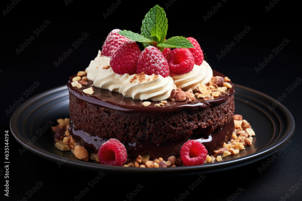 Chocolate cake with nuts and buttercream Chocolate cake with nuts and buttercream