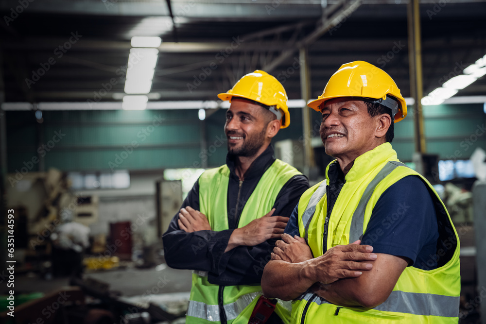 Portrait of Mechanical technicians are maintaining the engine. Engineer checking Material or Machine on Plant. Workers Factory check up machine at factory site.. Portrait of Mechanical technicians are maintaining the engine. Engineer checking Material or Machine on Plant. Workers Factory check up machine at factory site..
