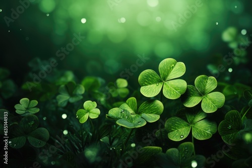 Fotomurale Shamrocks on a green background celebrate St. Patrick's Day.
