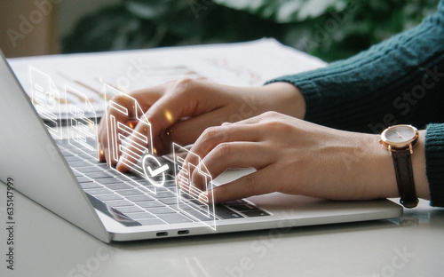 business performance with online surveys, exams and evaluations, Watch as a professional businessman uses checklists to drive success and growth. Discover the power of assessment today