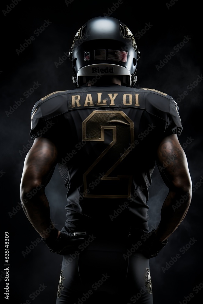 American Football Player with dark background