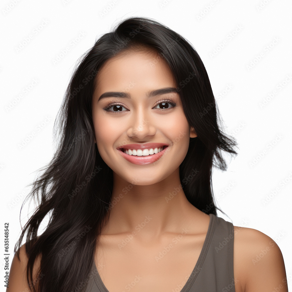 AI genrated Female face with smile and white healthy teeth AI genrated Female face with smile and white healthy teeth