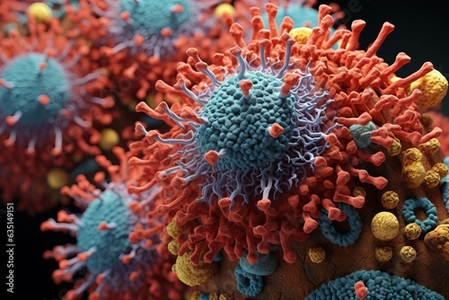 Microscopic view of ebola virus, corona virus, closeup, oral bacteria © JIN YO SARANG