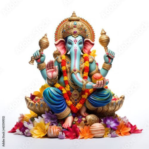 Colorful and decorative lord ganesha sculpture. Concept of Lord ganesha festival. photo