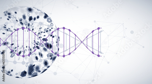 Abstract futuristic background for design works..Science template, wallpaper or banner with a DNA molecules.