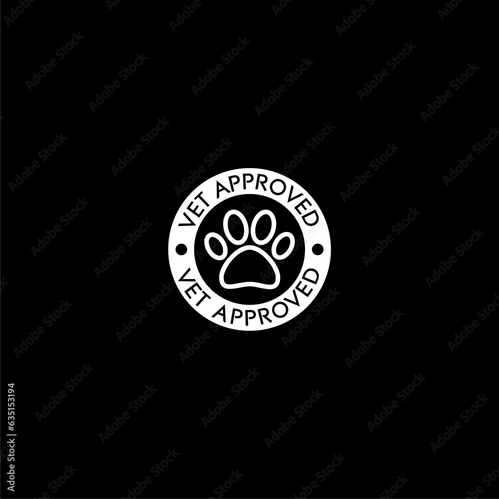 Fototapeta premium Vet approved sign icon isolated on dark background