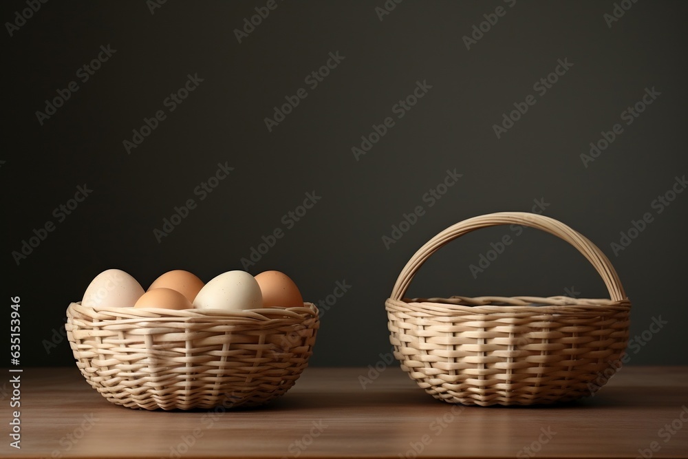 Empty Basket and Basket with Eggs, Generative Ai